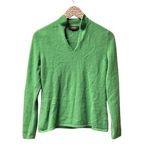 Victor Alfaro Cashmere Polo Collar Long Sleeve Knit Sweater Kelly Green XL